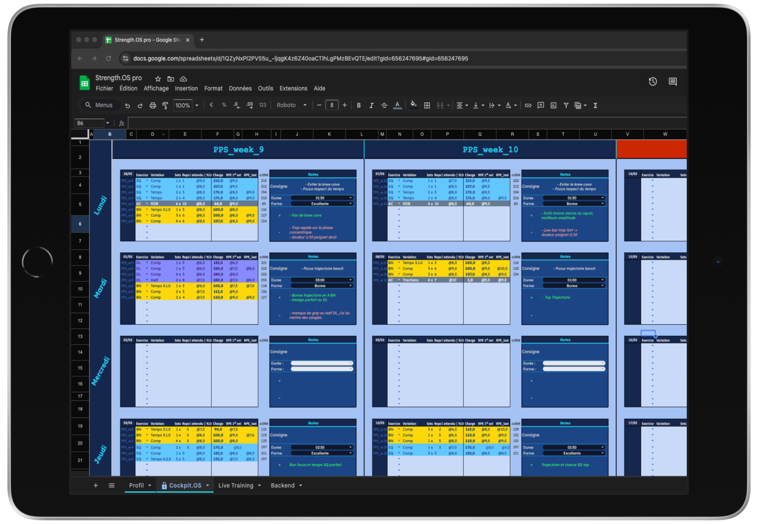 Strength.OS sur tablette